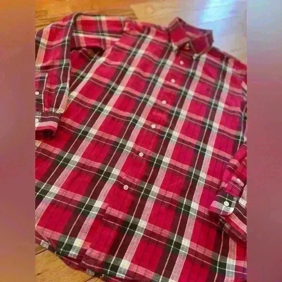 Ralph Lauren Flannel Button Down Collared Shirt Red White Black Plaid Mens Sz L - Picture 6 of 14
